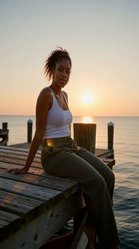 By the water